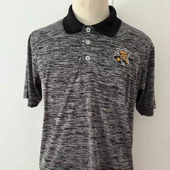 NCAA Wichita State University Mascot Shocker Grey Black Short Sleeve Large Polo - Picture 1 of 4